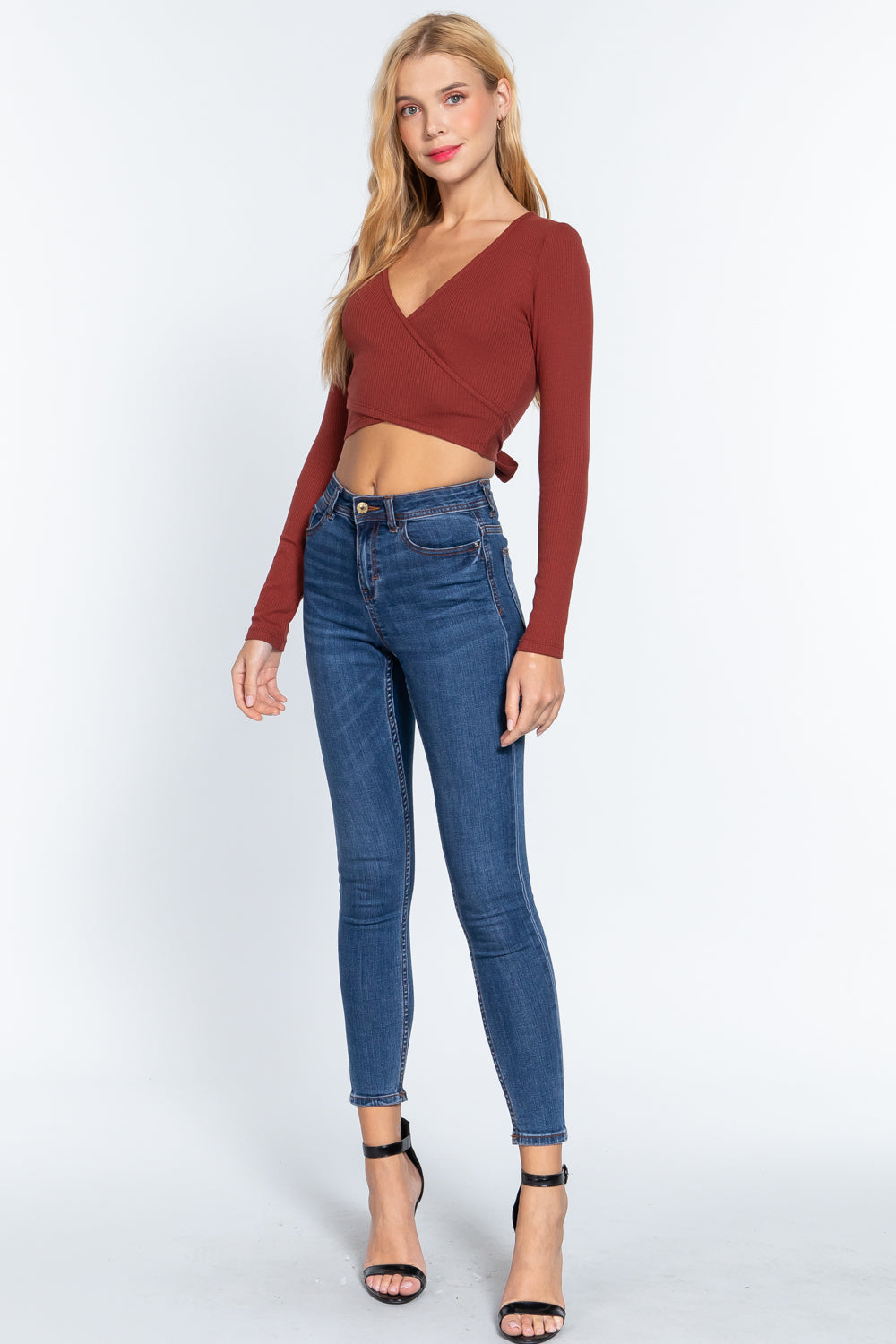 Stylish Classic Long Sleeved Halter - Red