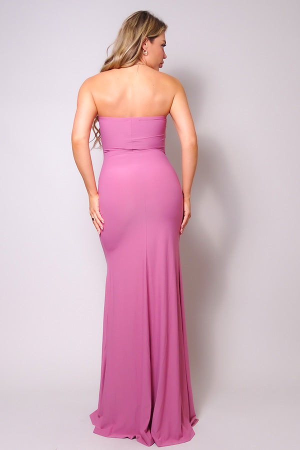 Strapless Sweetheart Pink Maxi Dress