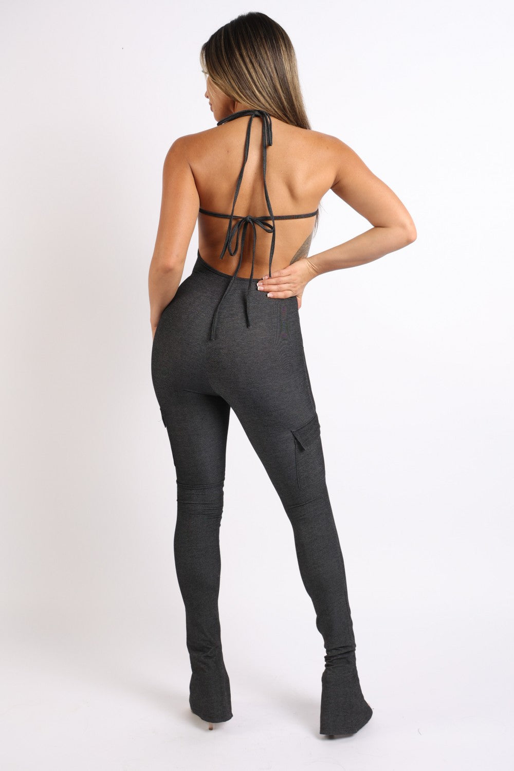 Body Positive Cargo Halter Jumpsuit - Black