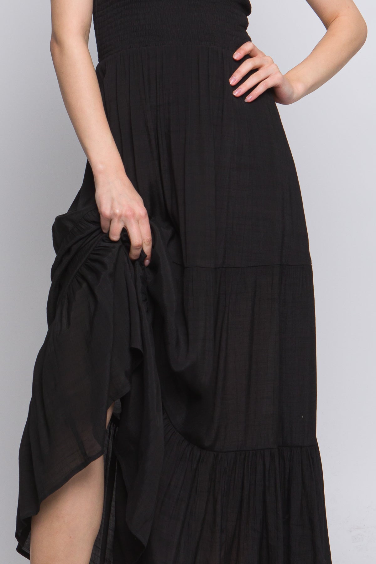 Elegant Strapless Maxi Dress - Black