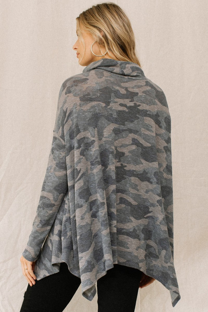 Stylish Camo Turtleneck Top