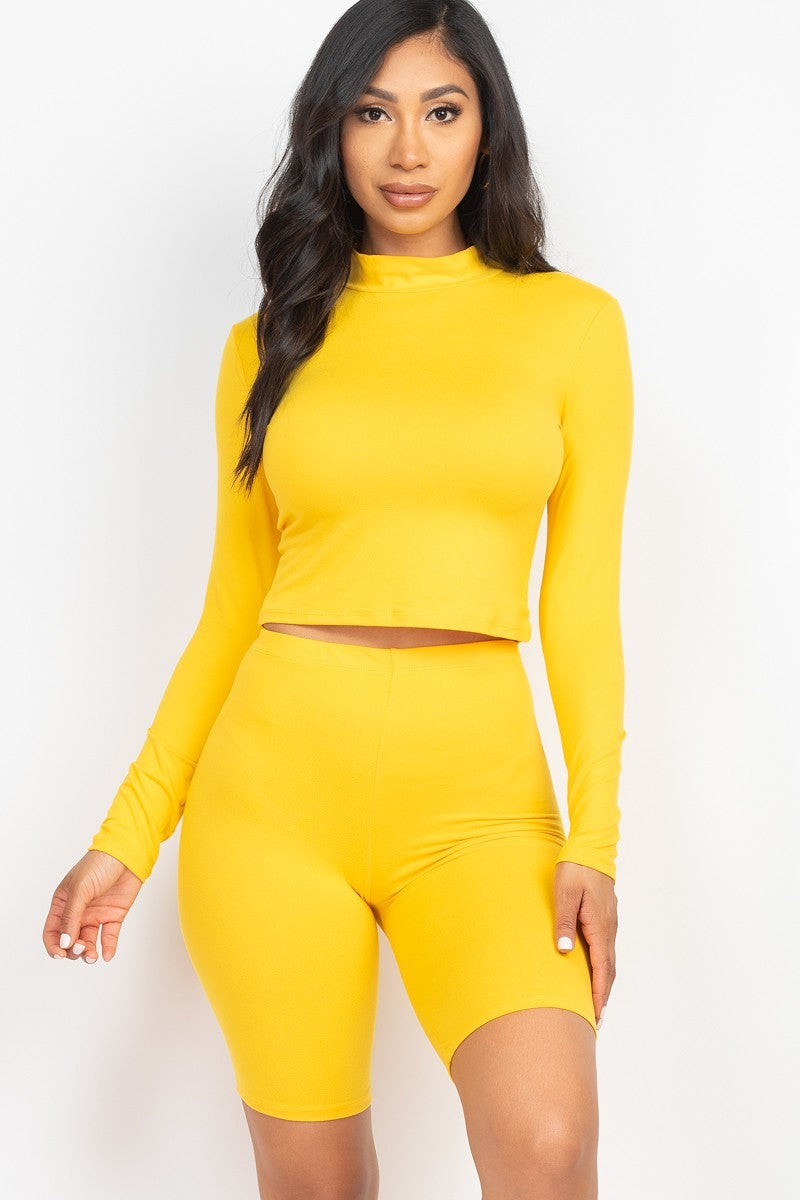 Tight N' Sexy Top & Biker Shorts Set - Yellow