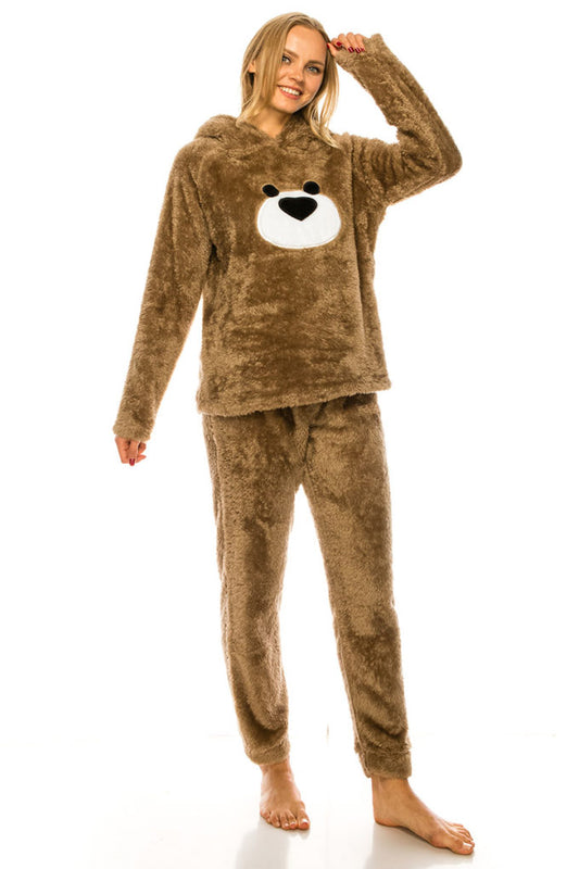 Cute Brown Teddy Bear Pajama Set - With Teddy Image