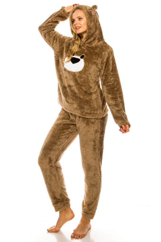 Cute Brown Teddy Bear Pajama Set - With Teddy Image