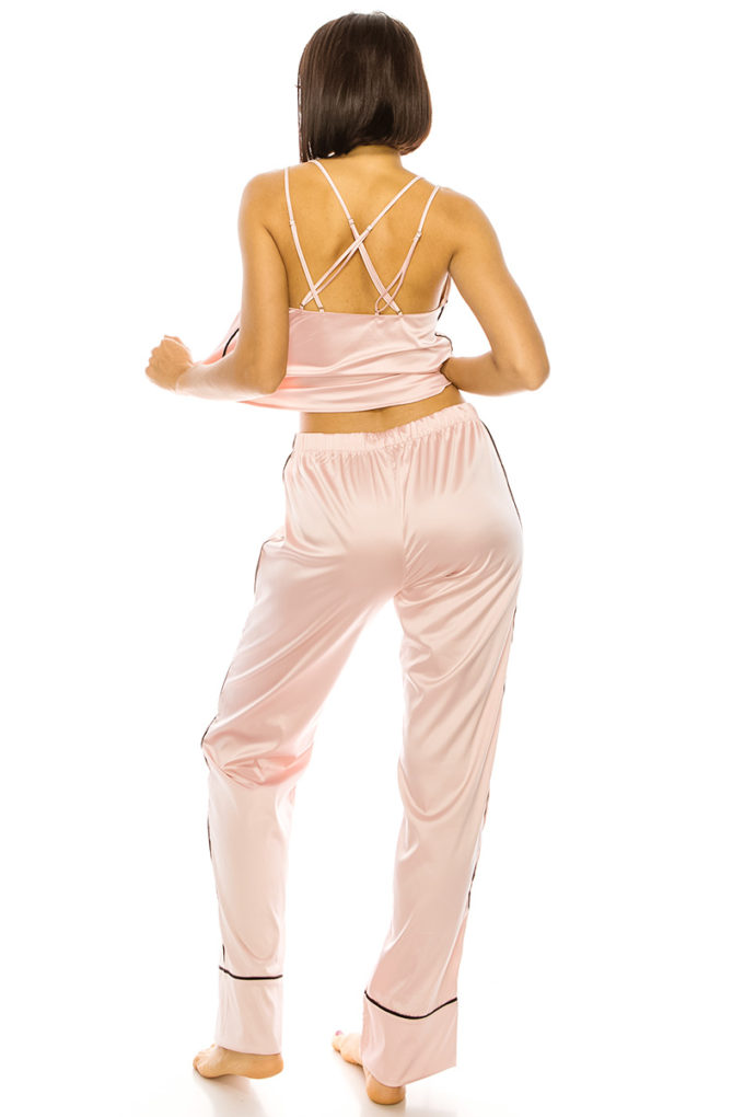 Satin Pink Pinstripe PJ Set