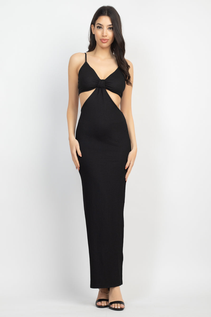 Sexy Black Cutout V-Neck Maxi