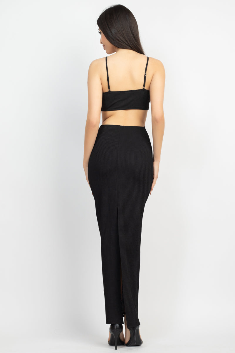 Sexy Black Cutout V-Neck Maxi