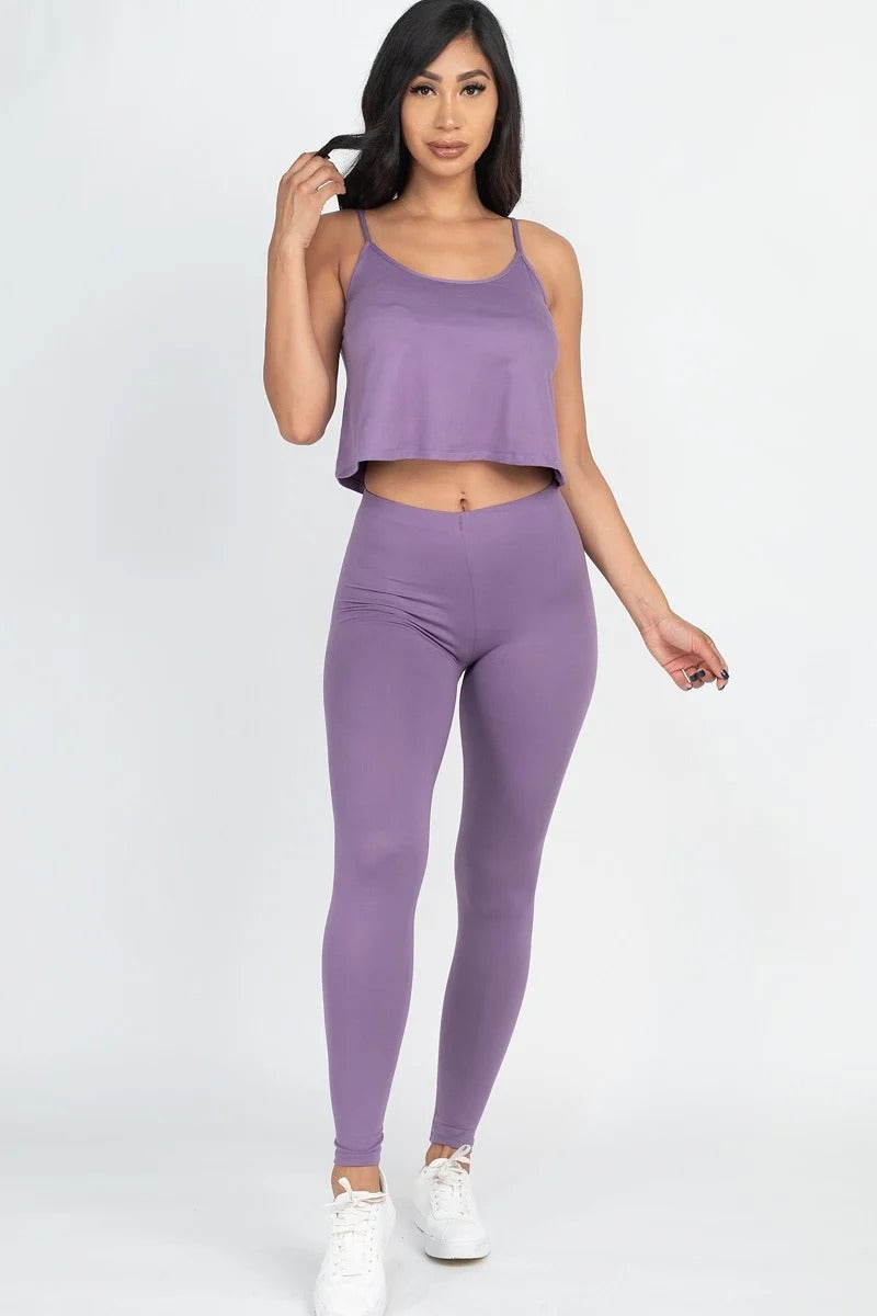 Cami Top And Leggings Set - Purple