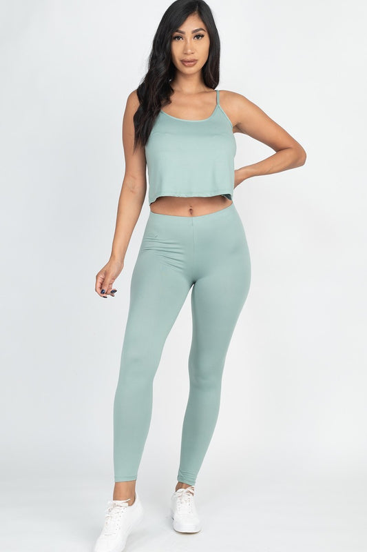 Cami Top And Leggings Set - Green