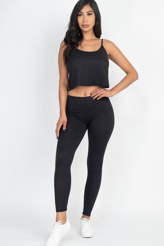 Cami Top And Leggings Set - Black