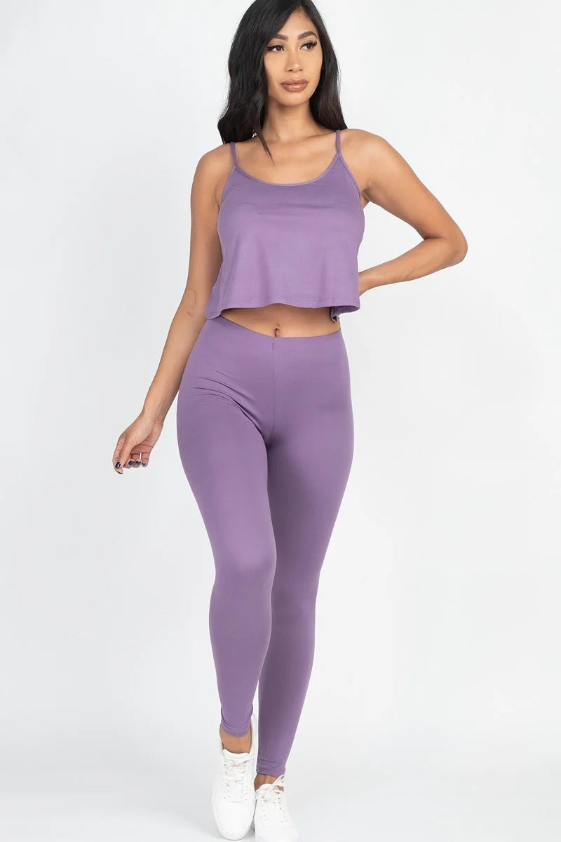 Cami Top And Leggings Set - Purple