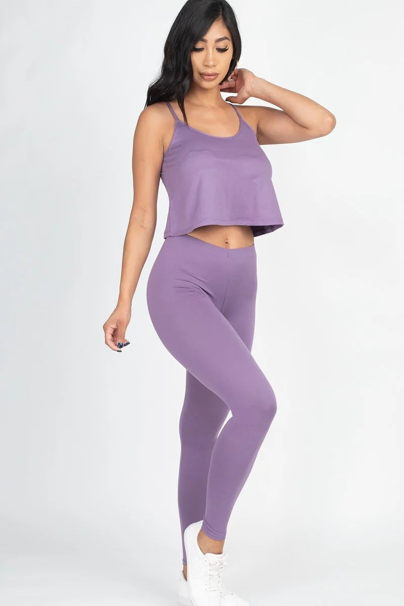 Cami Top And Leggings Set - Purple