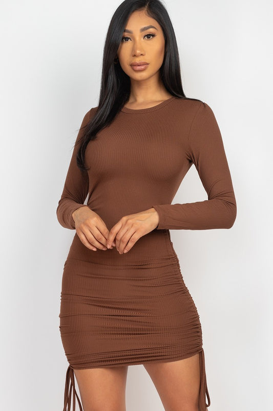 Sexy Drawstring Bodycon Mini - Brown