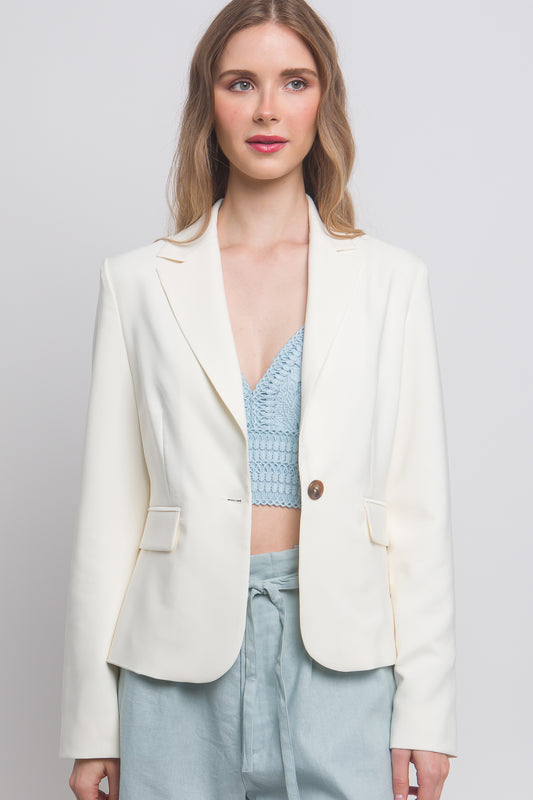 Single Button Vertigo Blazer - Ivory