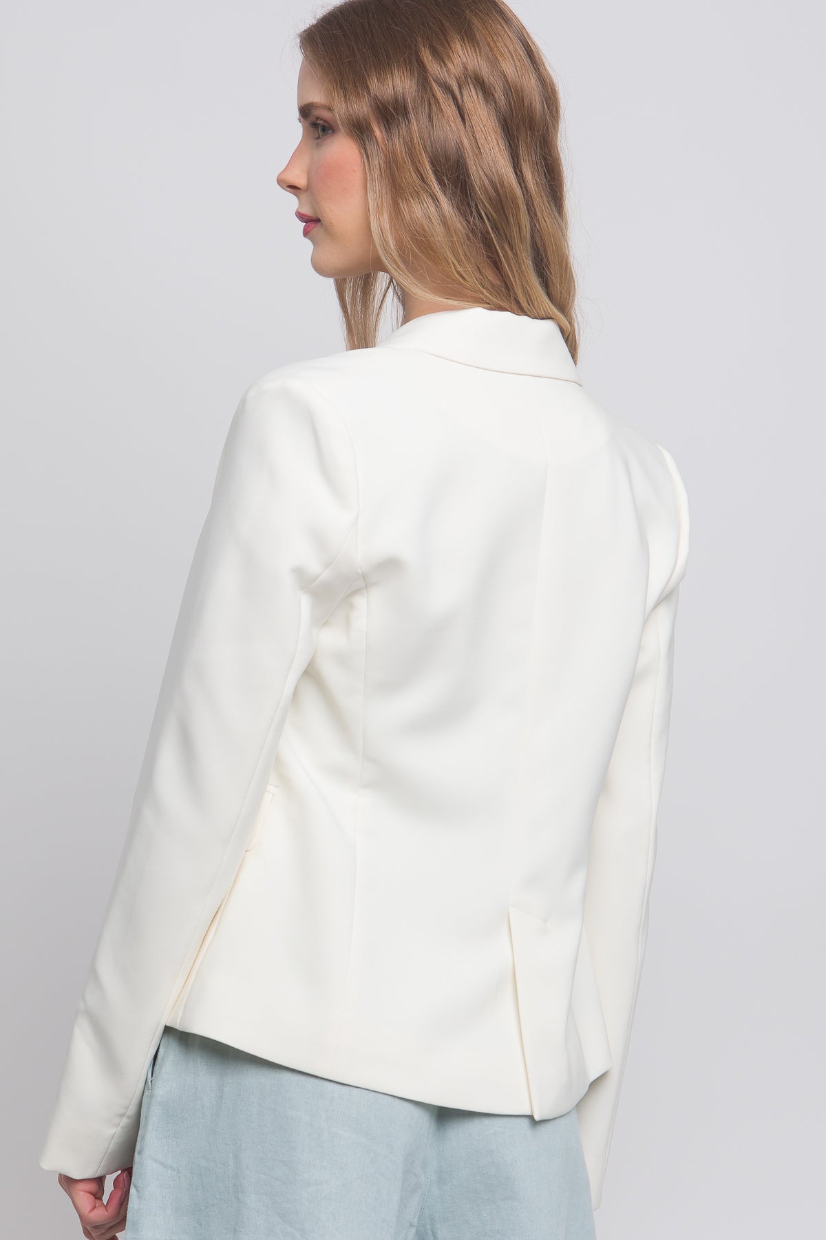 Single Button Vertigo Blazer - Ivory