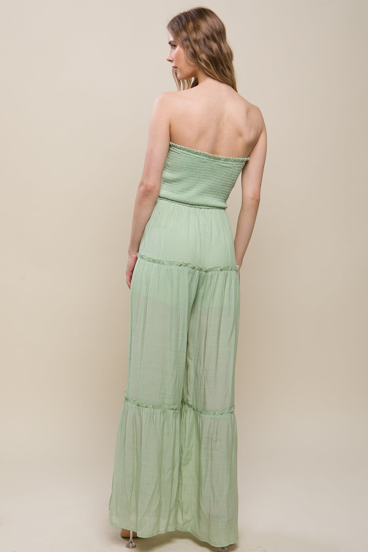 Classy Sleeveless Ruffle Jumpsuit - Green